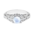 Rosec Jewels-3/4 CT Vintage Moonstone Engagement Ring with Diamond