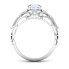 Rosec Jewels-3/4 CT Vintage Moonstone Engagement Ring with Diamond