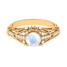 Rosec Jewels-3/4 CT Vintage Moonstone Engagement Ring with Diamond