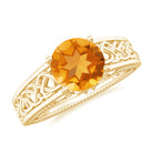 Rosec Jewels-1.25 CT Vintage Style Citrine Solitaire Celtic Knot Band Ring with Diamond