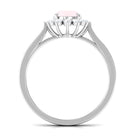 Rosec Jewels-Round Shape Natural Rose Quartz Halo Ring with Diamond