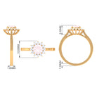 Rosec Jewels-Round Shape Natural Rose Quartz Halo Ring with Diamond