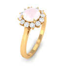 Rosec Jewels-Round Shape Natural Rose Quartz Halo Ring with Diamond