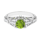 Rosec Jewels-Antique Style Round Peridot Engagement Ring with Diamond