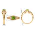 Rosec Jewels-Antique Style Round Peridot Engagement Ring with Diamond