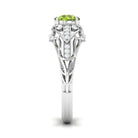 Rosec Jewels-Antique Style Round Peridot Engagement Ring with Diamond