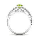 Rosec Jewels-Antique Style Round Peridot Engagement Ring with Diamond