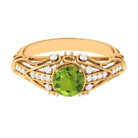 Rosec Jewels-Antique Style Round Peridot Engagement Ring with Diamond