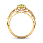 Rosec Jewels-Antique Style Round Peridot Engagement Ring with Diamond