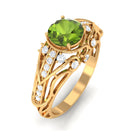 Rosec Jewels-Antique Style Round Peridot Engagement Ring with Diamond