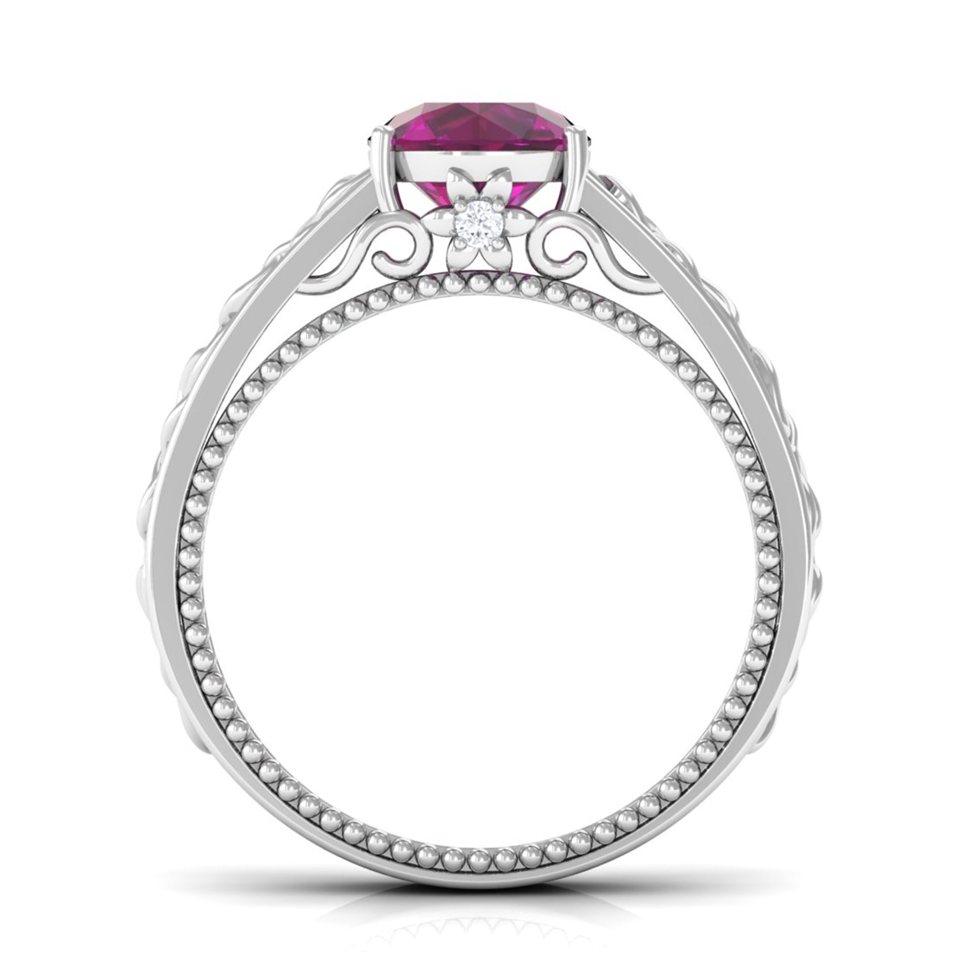 Rosec Jewels-1.75 CT Rhodolite Solitaire Celtic Engagement Ring with Diamond