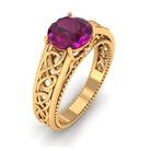 Rosec Jewels-1.75 CT Rhodolite Solitaire Celtic Engagement Ring with Diamond