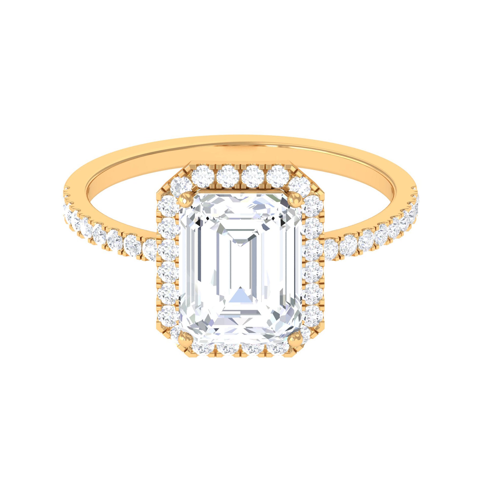 Rosec Jewels-5.5 CT Octagon Zircon Halo Engagement Ring in Gold