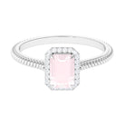 Rosec Jewels-Octagon Rose Quartz Ring with Diamond Halo