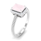 Rosec Jewels-Octagon Rose Quartz Ring with Diamond Halo