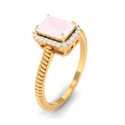 Rosec Jewels-Octagon Rose Quartz Ring with Diamond Halo