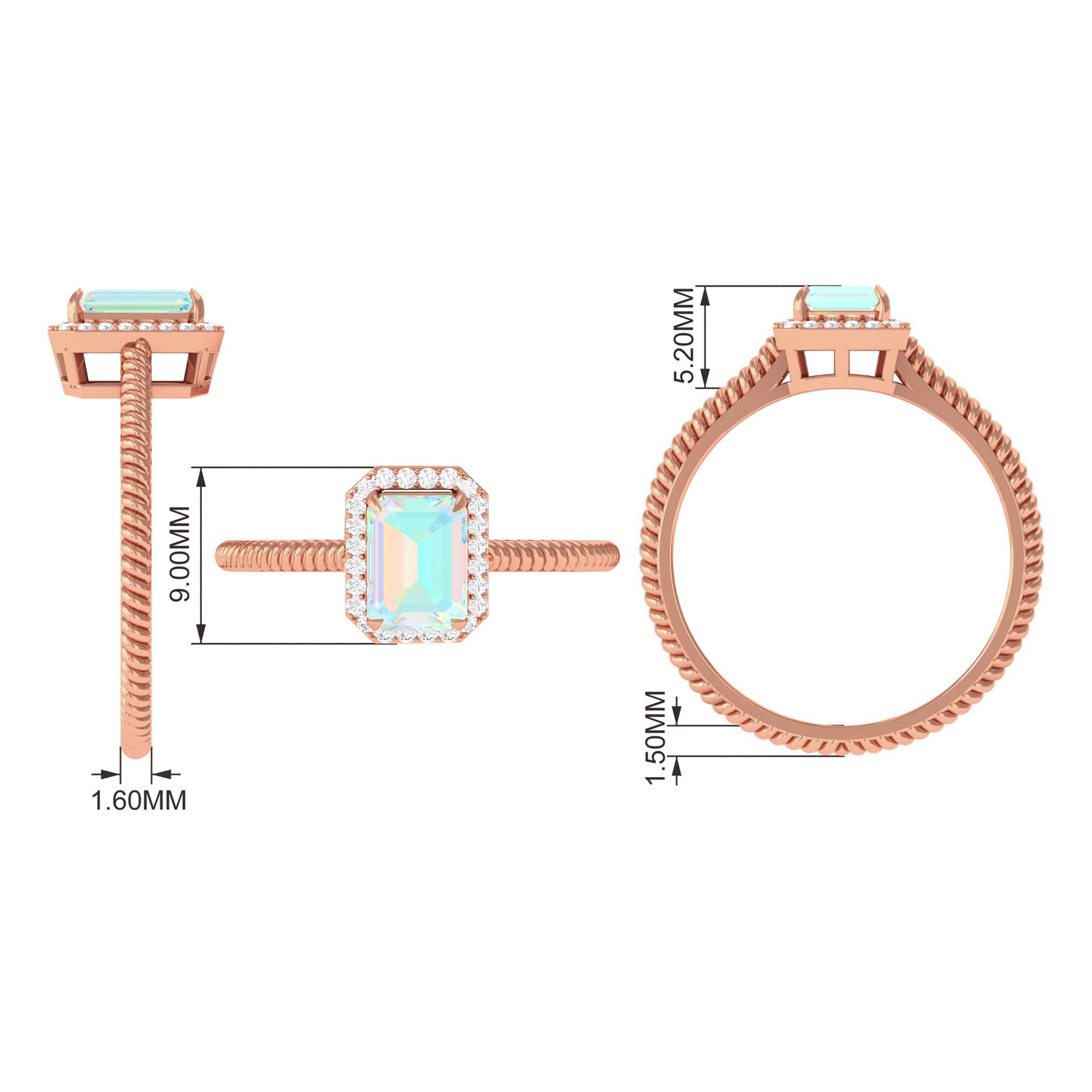 Rosec Jewels-Octagon Ethiopian Opal and Diamond Halo Ring