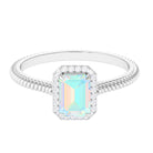 Rosec Jewels-Octagon Ethiopian Opal and Diamond Halo Ring