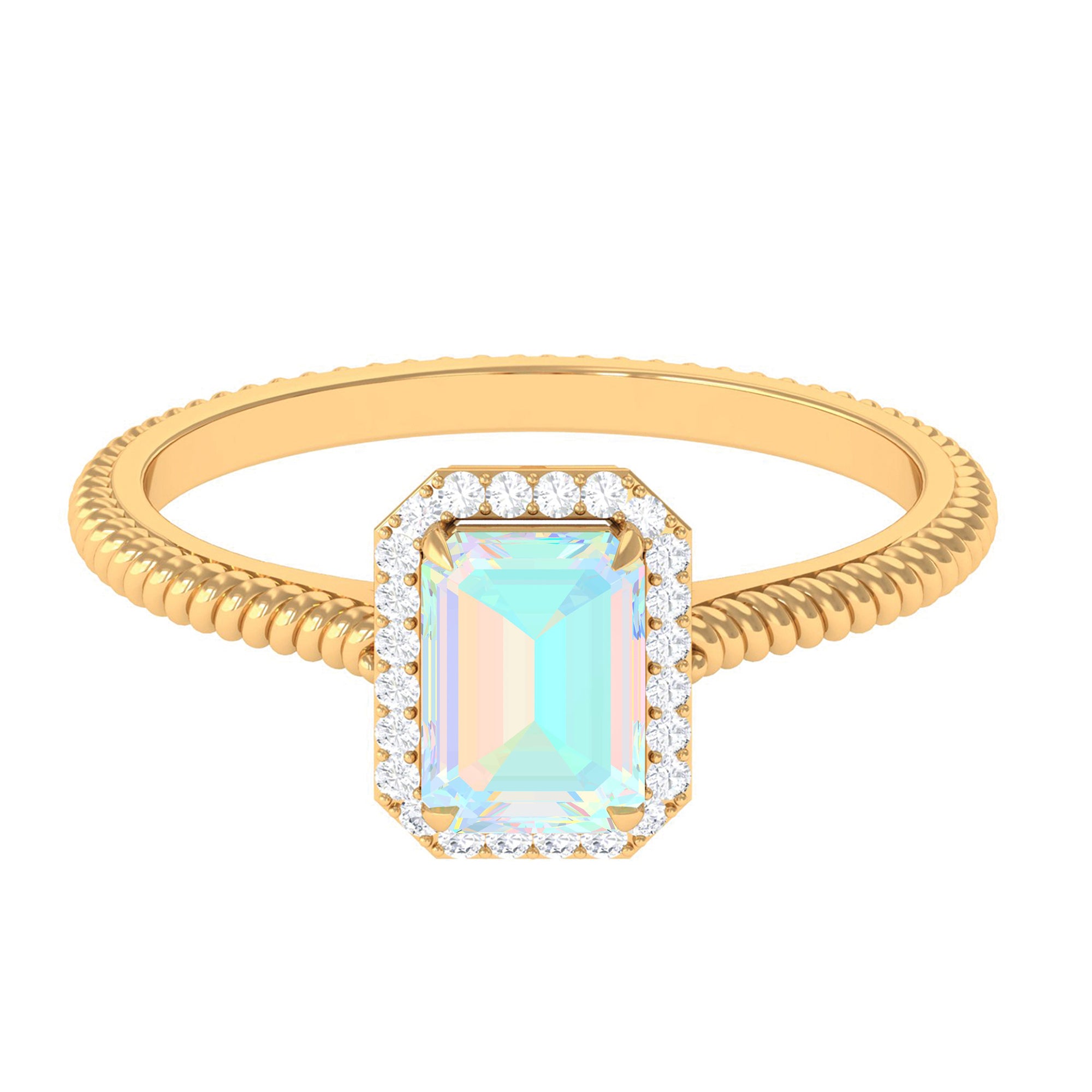 Rosec Jewels-Octagon Ethiopian Opal and Diamond Halo Ring