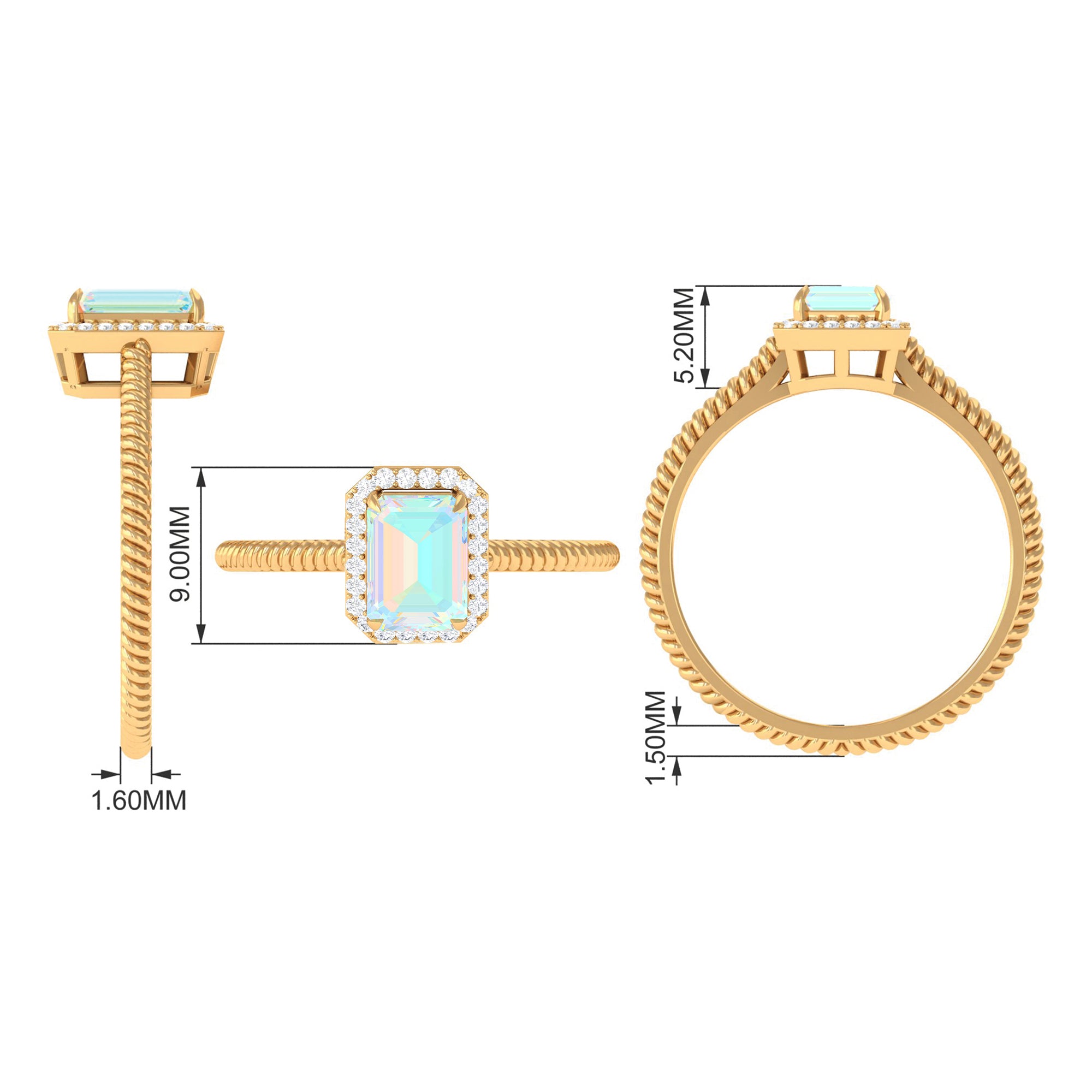 Rosec Jewels-Octagon Ethiopian Opal and Diamond Halo Ring