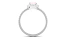 Rosec Jewels-Oval Rose Quartz Halo Engagement Ring with Diamond