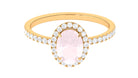 Rosec Jewels-Oval Rose Quartz Halo Engagement Ring with Diamond