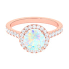 Rosec Jewels-3 CT Round Ethiopian Opal Halo Engagement Ring with Moissanite