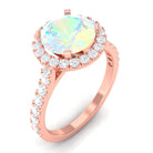 Rosec Jewels-3 CT Round Ethiopian Opal Halo Engagement Ring with Moissanite