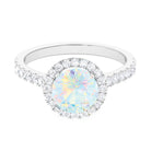 Rosec Jewels-3 CT Round Ethiopian Opal Halo Engagement Ring with Moissanite