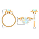 Rosec Jewels-3 CT Round Ethiopian Opal Halo Engagement Ring with Moissanite