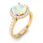 Rosec Jewels-3 CT Round Ethiopian Opal Halo Engagement Ring with Moissanite