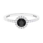 Rosec Jewels-Round Shape Black Diamond Halo Engagement Ring with Diamond