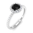 Rosec Jewels-Round Shape Black Diamond Halo Engagement Ring with Diamond