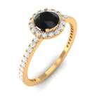 Rosec Jewels-Round Shape Black Diamond Halo Engagement Ring with Diamond