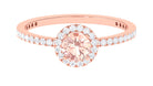 Rosec Jewels-Round Shape Morganite Halo Engagement Ring with Diamond