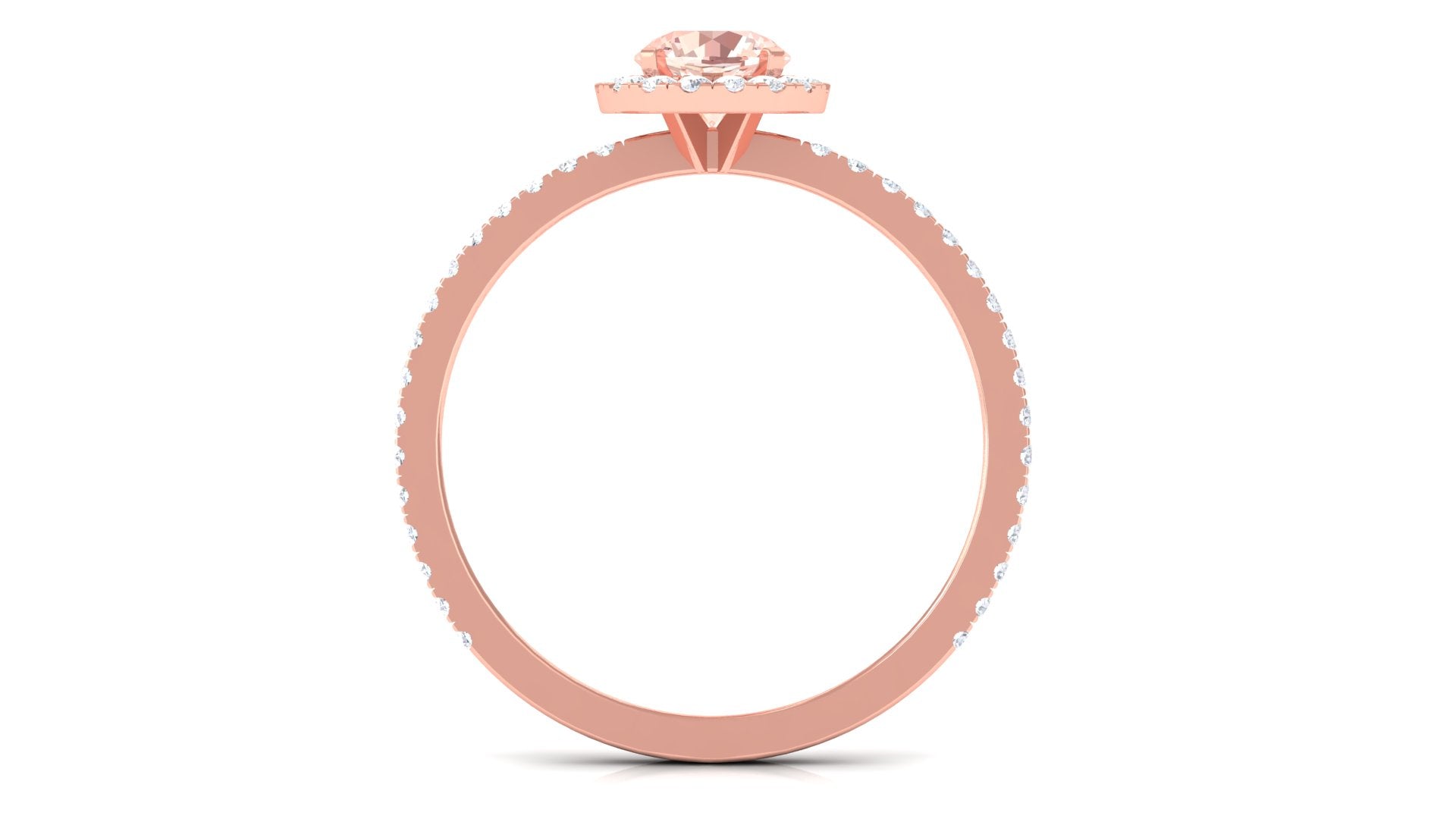 Rosec Jewels-Round Shape Morganite Halo Engagement Ring with Diamond