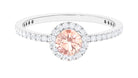 Rosec Jewels-Round Shape Morganite Halo Engagement Ring with Diamond