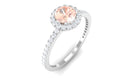 Rosec Jewels-Round Shape Morganite Halo Engagement Ring with Diamond