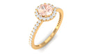 Rosec Jewels-Round Shape Morganite Halo Engagement Ring with Diamond