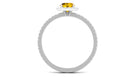 Rosec Jewels-Round Shape Yellow Sapphire Halo Engagement Ring with Diamond