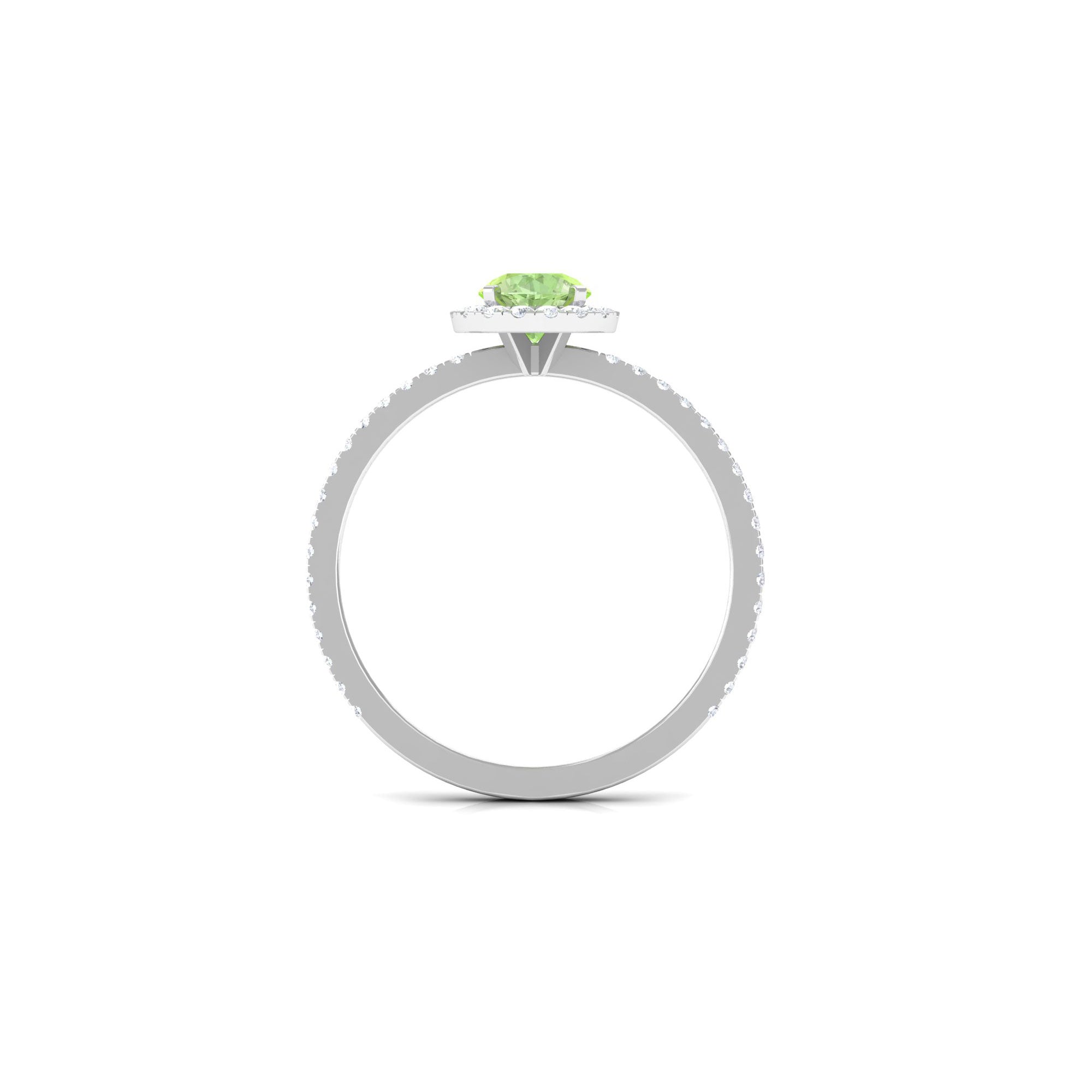 Rosec Jewels-Round Green Sapphire Halo Engagement Ring with Diamond