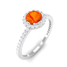 Rosec Jewels-Round Orange Sapphire Halo Engagement Ring with Diamond