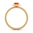 Rosec Jewels-Round Orange Sapphire Halo Engagement Ring with Diamond