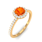 Rosec Jewels-Round Orange Sapphire Halo Engagement Ring with Diamond