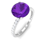 Rosec Jewels-Solitaire Amethyst Engagement Ring with Diamond Side Stones