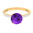 Rosec Jewels-Solitaire Amethyst Engagement Ring with Diamond Side Stones