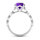 Rosec Jewels-Amethyst and Diamond Solitaire Engagement Ring with Milgrain Details