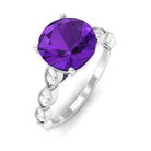 Rosec Jewels-Amethyst and Diamond Solitaire Engagement Ring with Milgrain Details