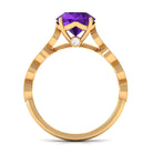 Rosec Jewels-Amethyst and Diamond Solitaire Engagement Ring with Milgrain Details