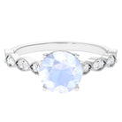 Rosec Jewels-Round Moonstone Solitaire Engagement Ring with Diamond